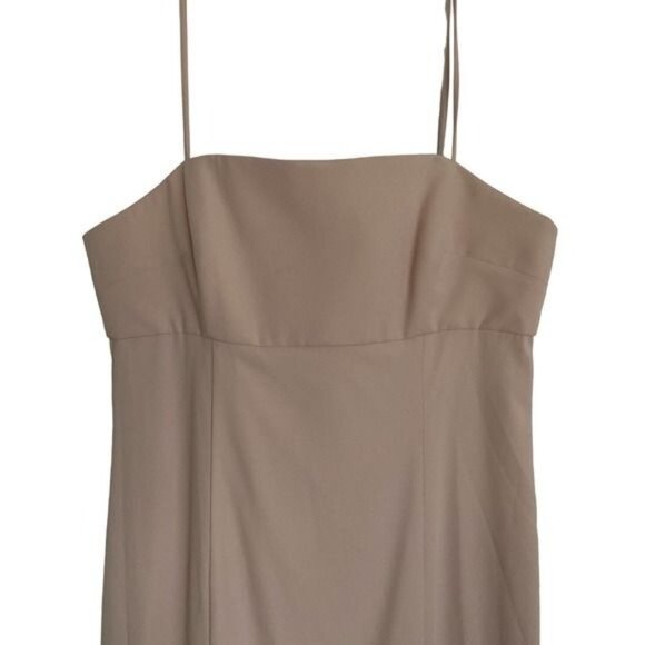 Amsale Bray Tan/Fawn‎ Crepe Bridesmaid Gown Formal Wedding Dress 20 NWT - Picture 1 of 11